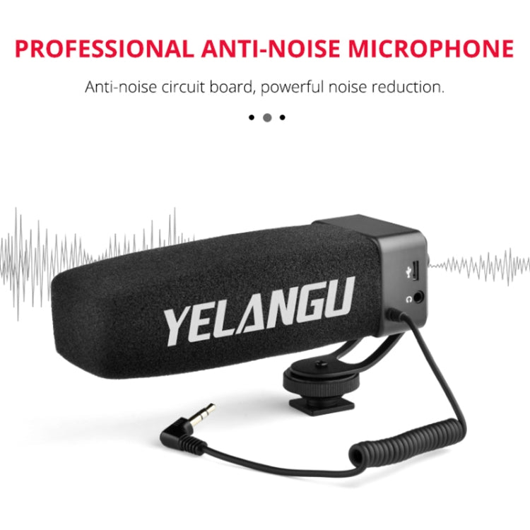 YELANG MIC09 Microfono broadcast a condensatore con guadagno per fucile con parabrezza per fotocamere DSLR Canon / Nikon / Sony, smartphone