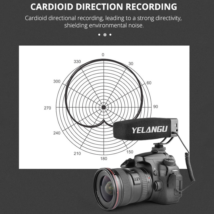 YELANG MIC09 Microfono broadcast a condensatore con guadagno per fucile con parabrezza per fotocamere DSLR Canon / Nikon / Sony, smartphone