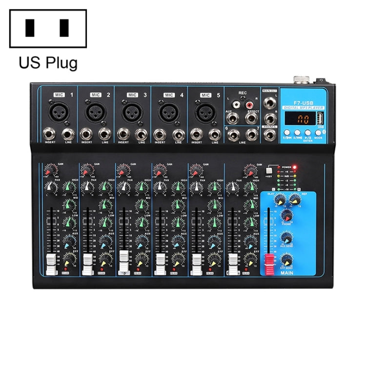 F7 Home Mixer 7-Channel USB Bluetooth Reverb, US Plug, F7 US Plug