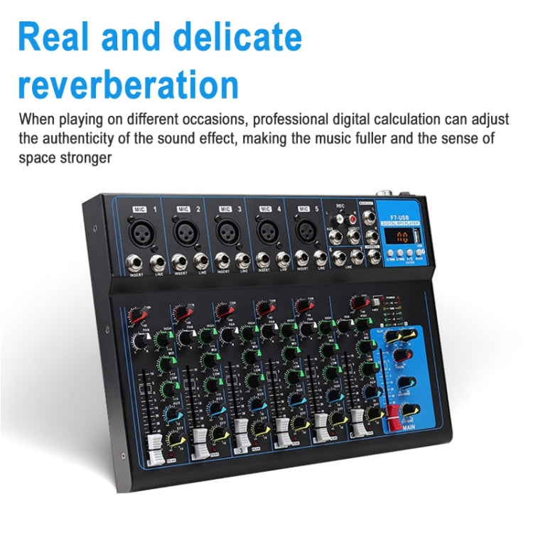 F7 Home Mixer 7-Channel USB Bluetooth Reverb, US Plug, F7 US Plug