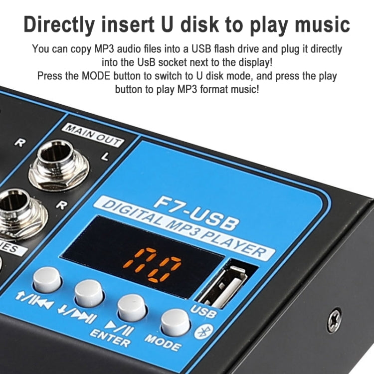 Mixer audio USB Bluetooth 7 canali con riverbero EU Plug