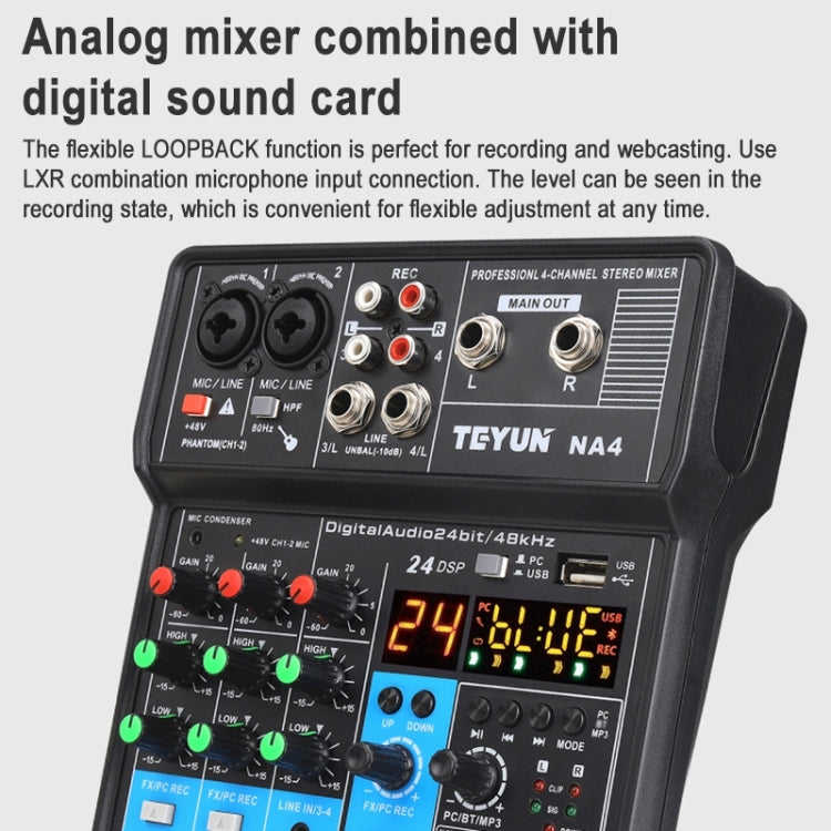 TEYUN NA4 Console di missaggio audio a 4 canali