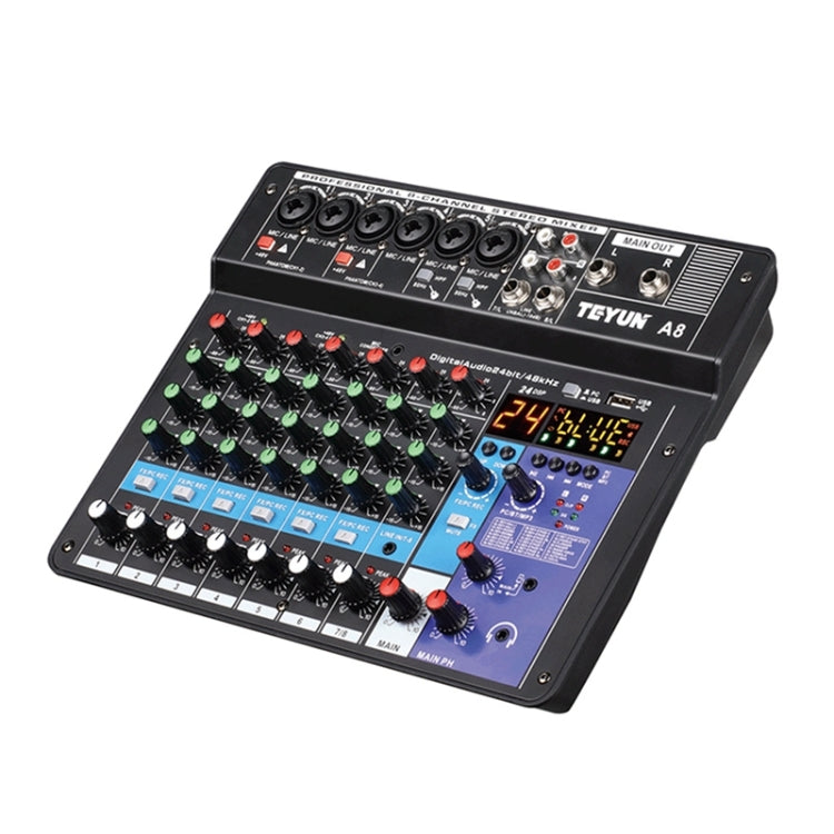 TEYUN NA8 8-Channel Small Mixing Console Mobile Phone Sound Card Live Broadcast Computer Recording Console Processor, US Plug, NA8 US Plug