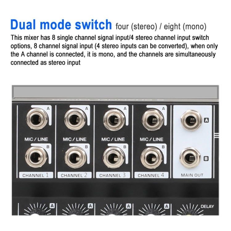 Mixer microfonico a 8 canali con effetti riverbero