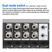 Mixer microfonico a 8 canali con effetti riverbero