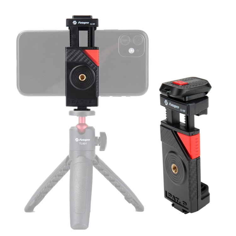 Fotopro SJ-89 Carbon Fiber Frame Tripod Adapter Phone Clamp Bracket with Cold Shoe, SJ-89