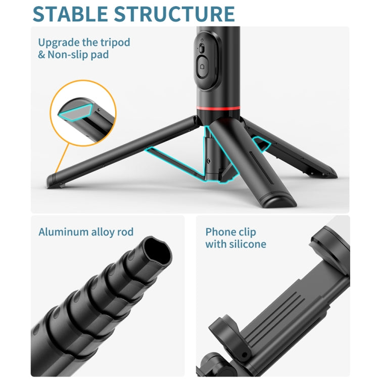 Bastone selfie con treppiede e luce rotante Bluetooth
