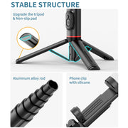 Q12s Bluetooth Remote Control Rotatable Fill Light Tripod Selfie Stick, Q12s
