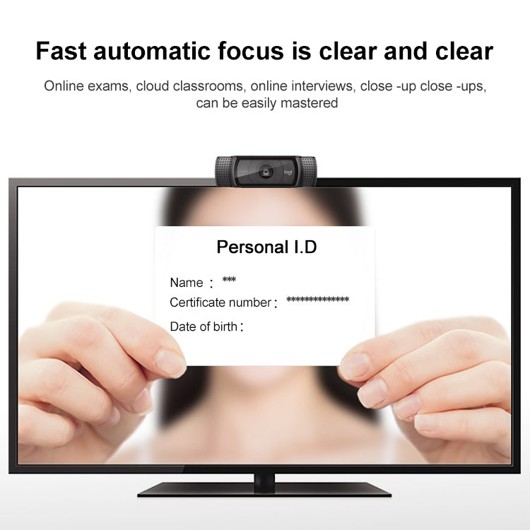 Logitech C920e HD Pro Webcam Widescreen Video Chat Registrazione USB Smart 1080P Web Camera, C920e