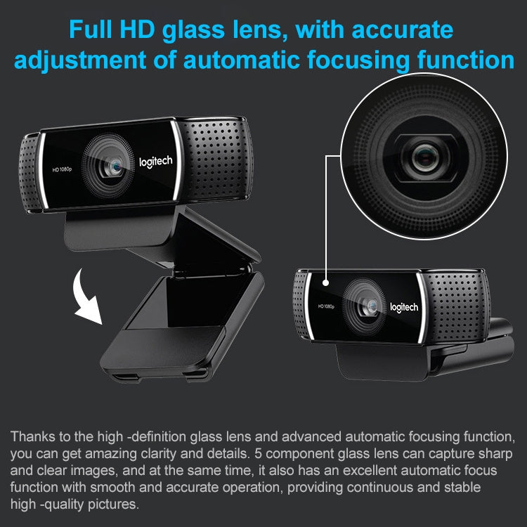 Logitech C922 Pro HD Pro Autofocus Webcam con streaming integrata Videocamera web 1080P, C922 Pro