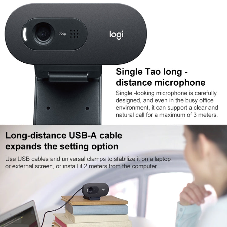 Logitech C505e USB 720P Web camera con microfono, C505e