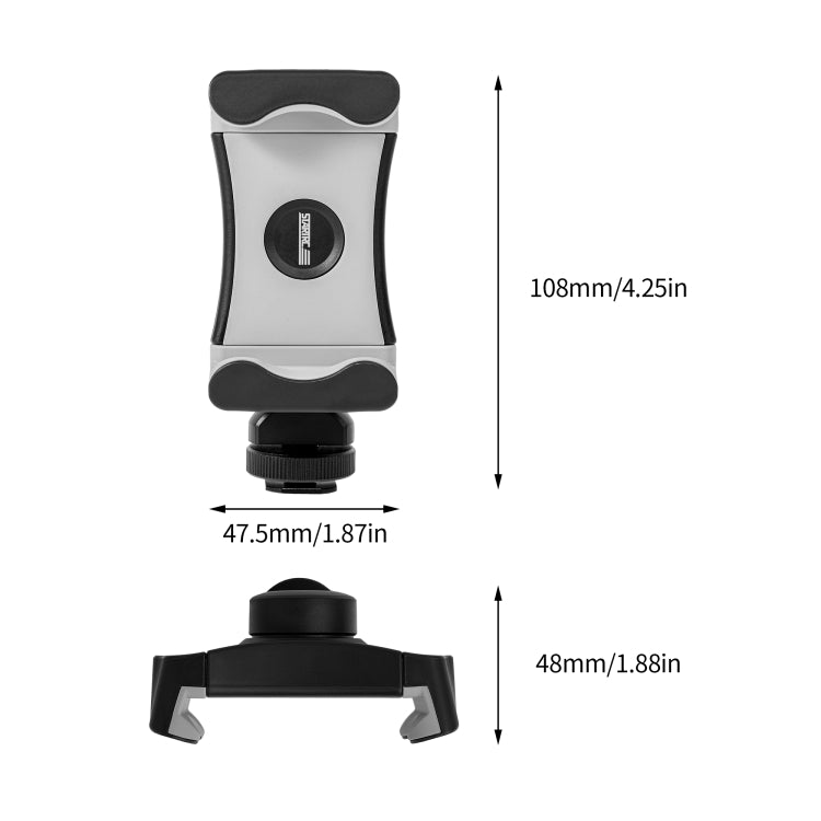 STARTRC 1/4 Inch Tripod Dual Cold Shoe Phone Clamp, 6cm-9cm Width Smartphone