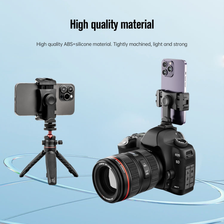 STARTRC 1/4 Inch Tripod Dual Cold Shoe Phone Clamp, 6cm-9cm Width Smartphone