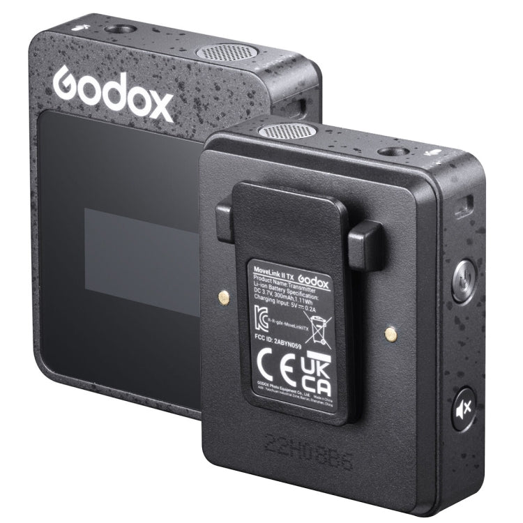 Godox MoveLink II M1 Sistema microfonico lavalier wireless con trasmettitori e ricevitore per fotocamere DSLR e videocamere, MoveLink II M1