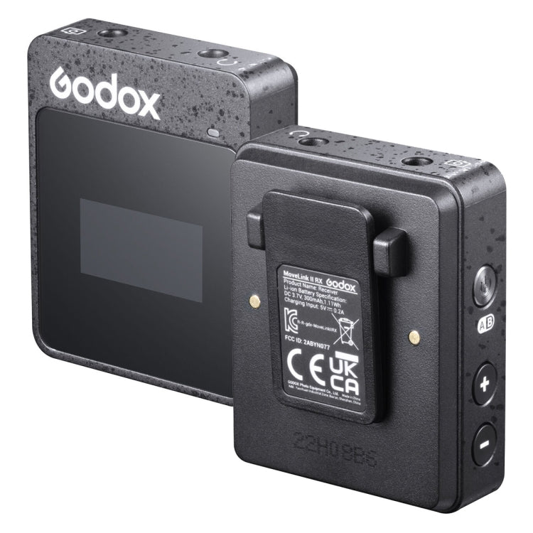 Godox MoveLink II M1 Sistema microfonico lavalier wireless con trasmettitori e ricevitore per fotocamere DSLR e videocamere, MoveLink II M1