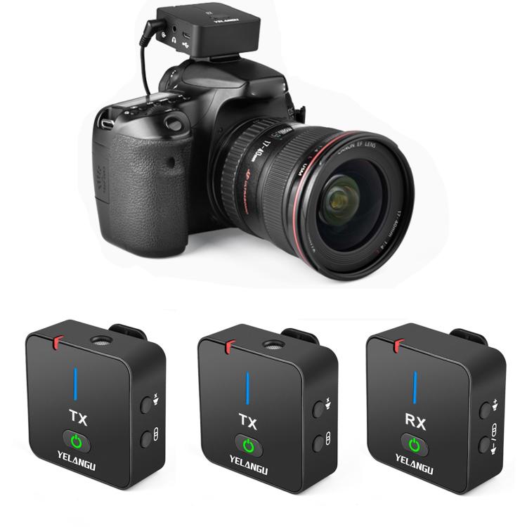 Microfono wireless YELANGU MX5S 2.4G con 1 ricevitore e 2 trasmet