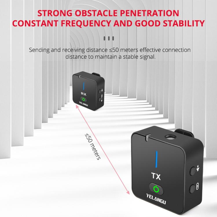 Microfono wireless YELANGU MX5S 2.4G con 1 ricevitore e 2 trasmet