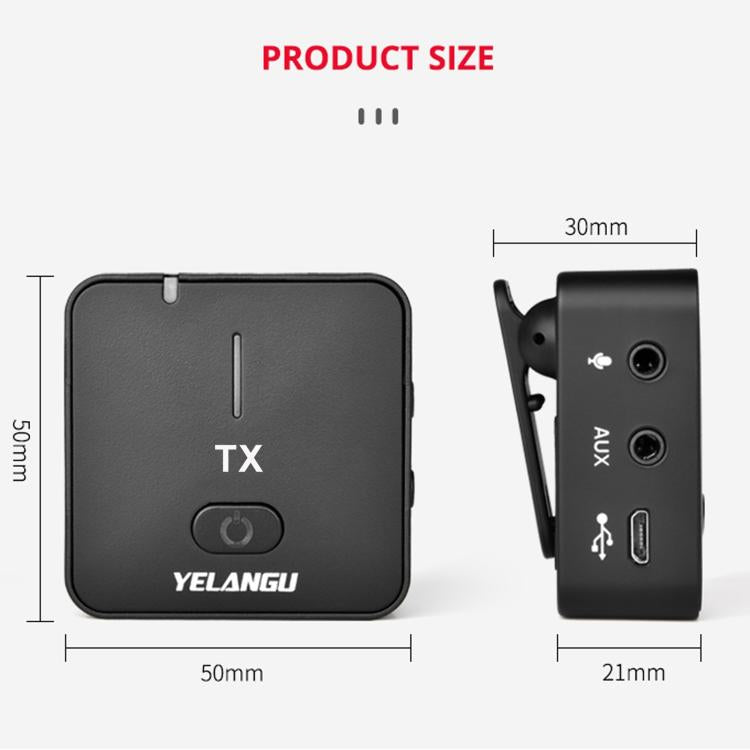Microfono wireless YELANGU MX5S 2.4G con 1 ricevitore e 2 trasmet