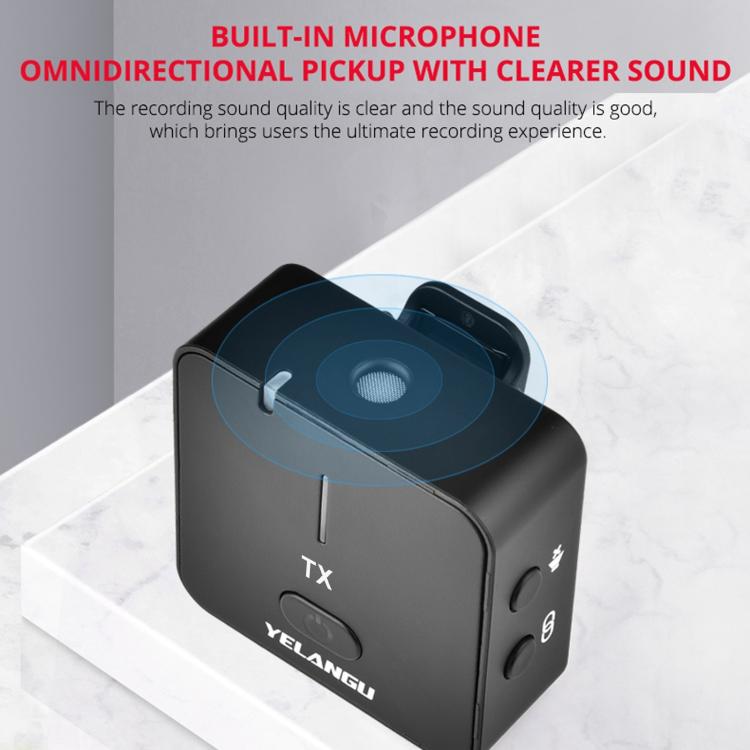 Microfono wireless YELANGU MX5S 2.4G con 1 ricevitore e 2 trasmet
