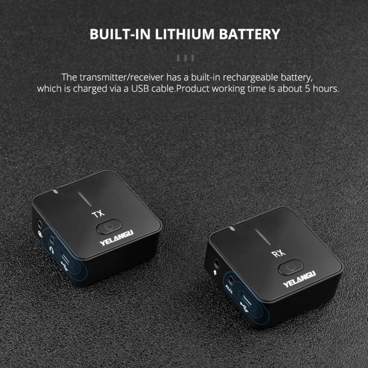 Microfono wireless YELANGU MX5S 2.4G con 1 ricevitore e 2 trasmet
