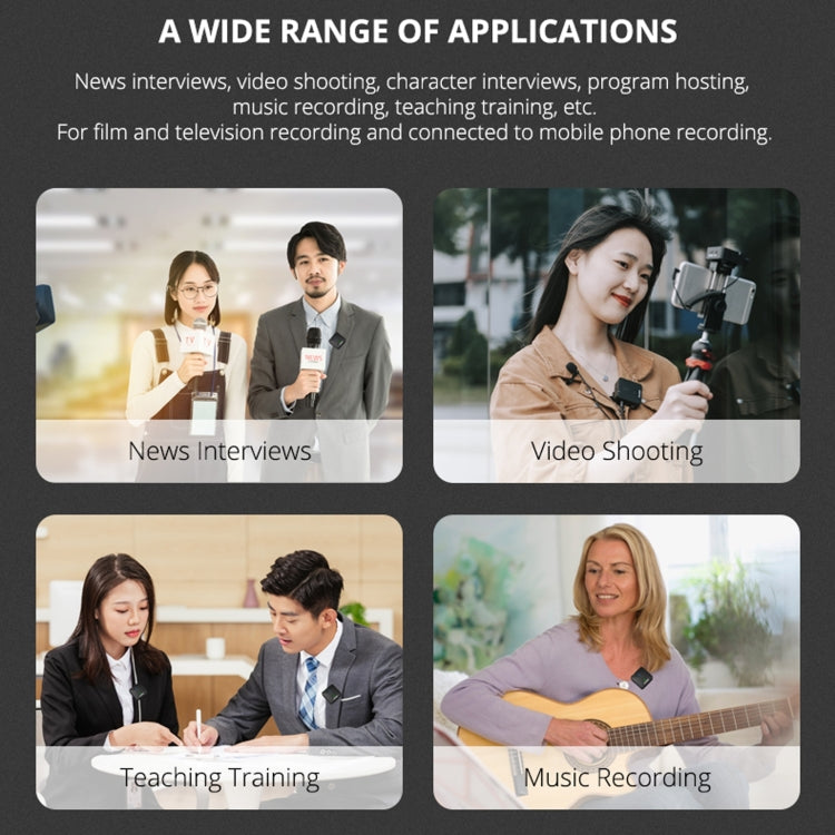 Microfono wireless YELANGU MX5S 2.4G con 1 ricevitore e 2 trasmet