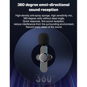 Wireless Lavalier Microphone for Live Broadcast with Type-C / USB-C Interface, Type-C