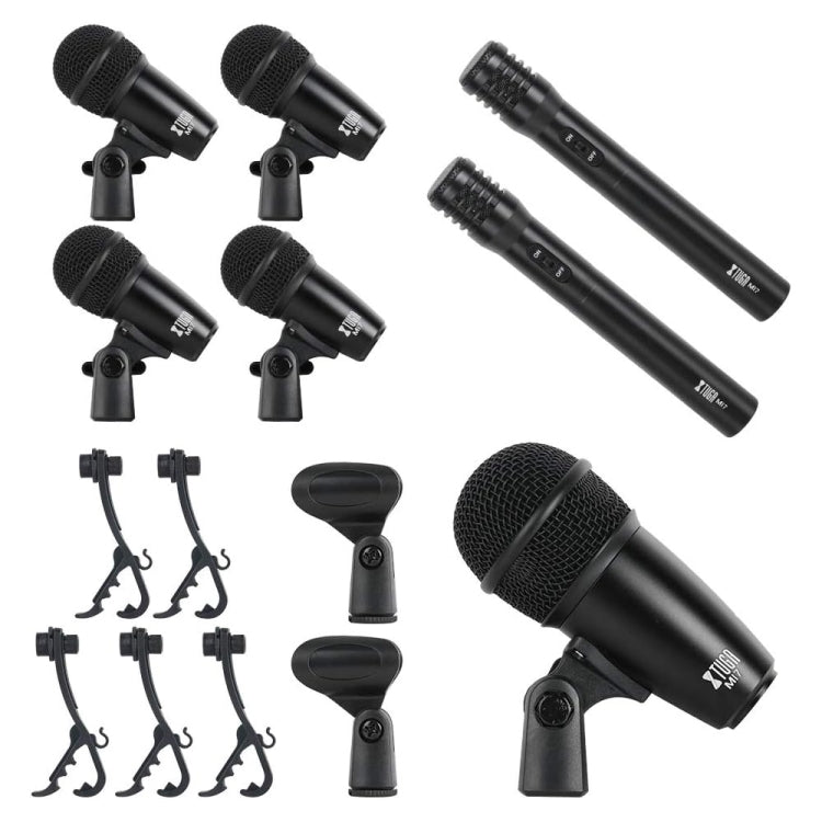 XTUGA MI7-G 7-Piece Wired Dynamic Drum Mic Kit Kick Bass Tom/Snare Set microfono per piatti, MI7-G