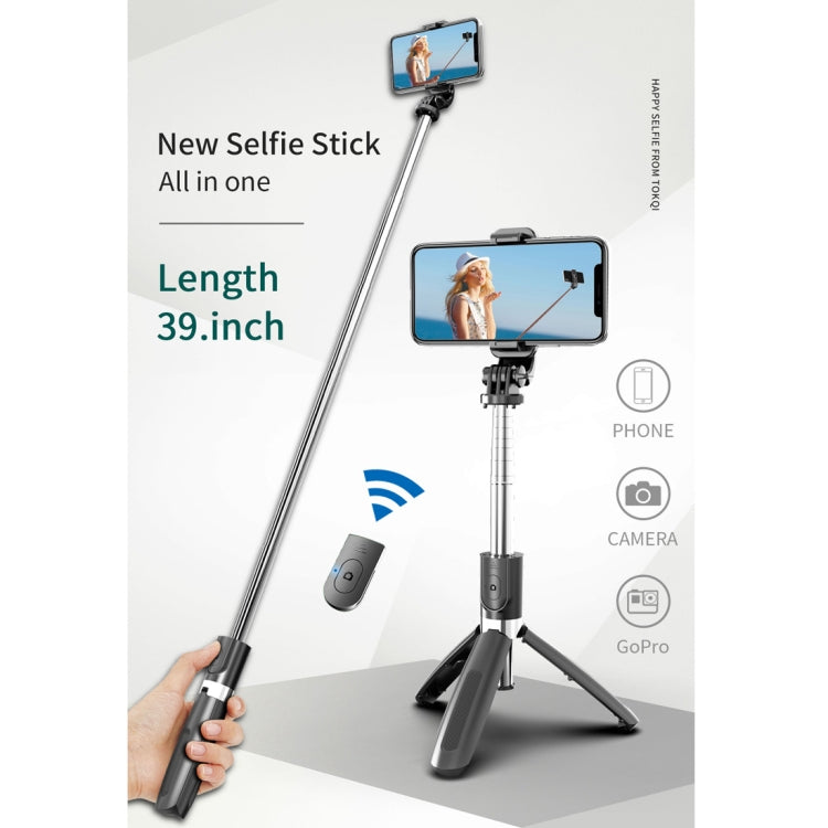 L02 Asta per selfie con treppiede con asta autoscatto Bluetooth regolabile multifunzione da 100 cm