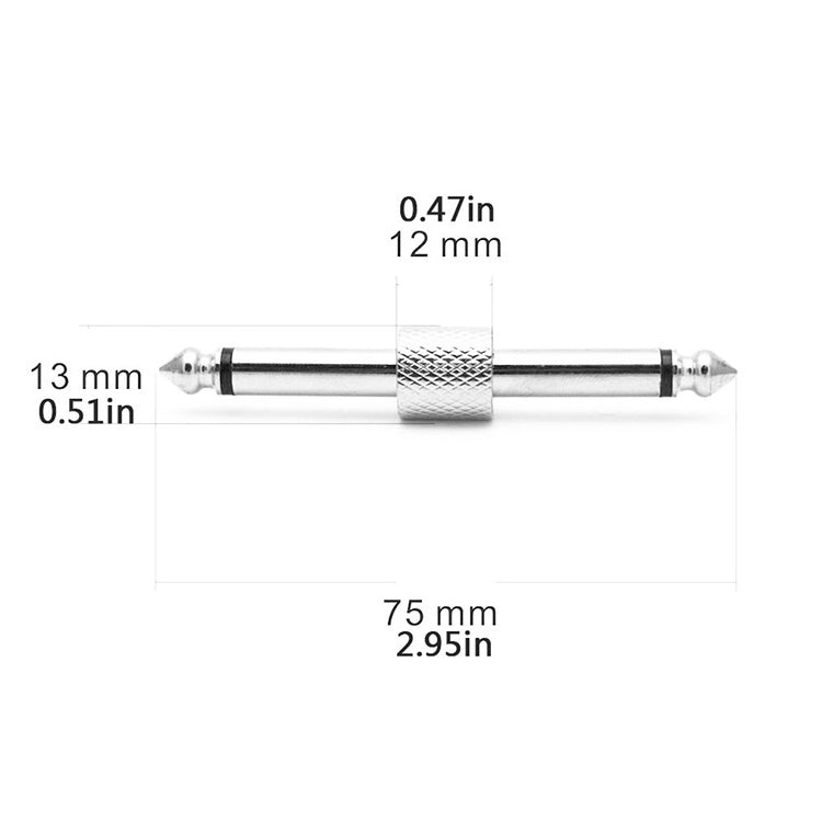 6.35mm 1/4 inch Male to Male Guitar Effect Pedal Connector Electric Pedalboard Adapter