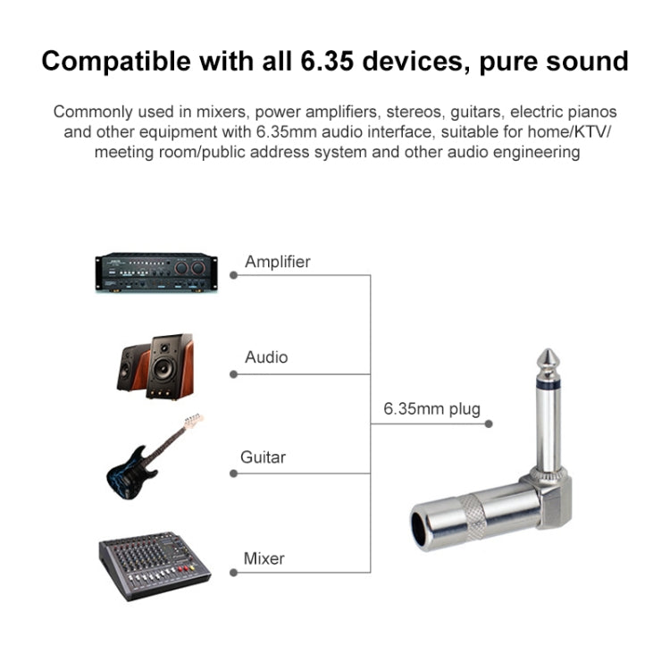 Connettore audio per chitarra maschio con jack a vite ad angolo retto a forma di L da 6,35 mm da 1/4 di pollice