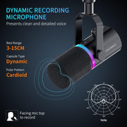 FEELWORLD PM1 Microfono dinamico XLR/USB per podcasting