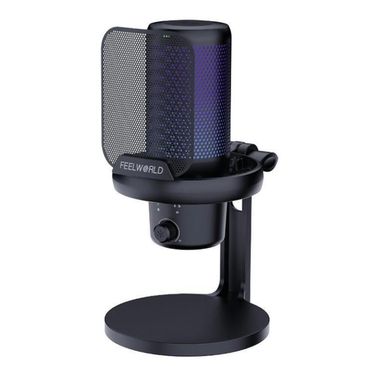Microfono da gioco a condensatore USB FEELWORLD VM1 per streaming, cancellazione del rumore, luce RGB silenziosa, supporto da tavolo, VM1-XS