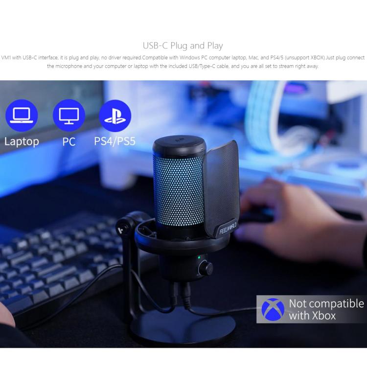 Microfono condensatore USB FEELWORLD VM1 per streaming