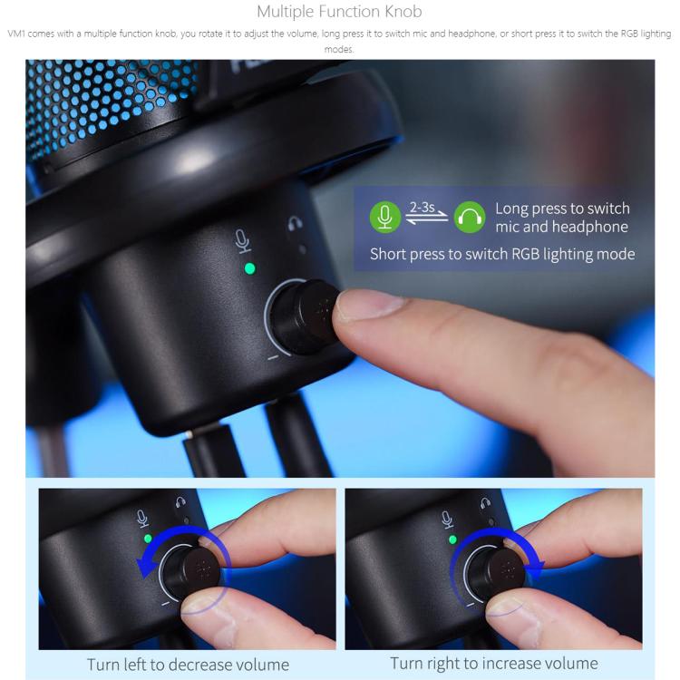 Microfono condensatore USB FEELWORLD VM1 per streaming
