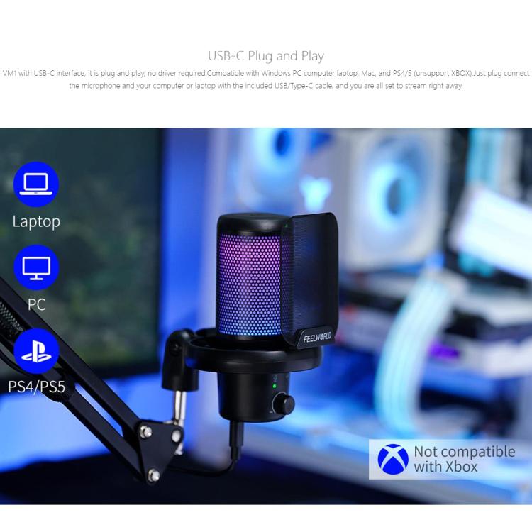 Microfono condensatore USB FEELWORLD VM1 per streaming