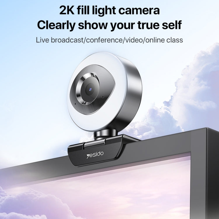 Yesido KM20 2K Zoom 4.0MP HD USB Webcam, lunghezza cavo 1.5m con luce di riempimento, KM20