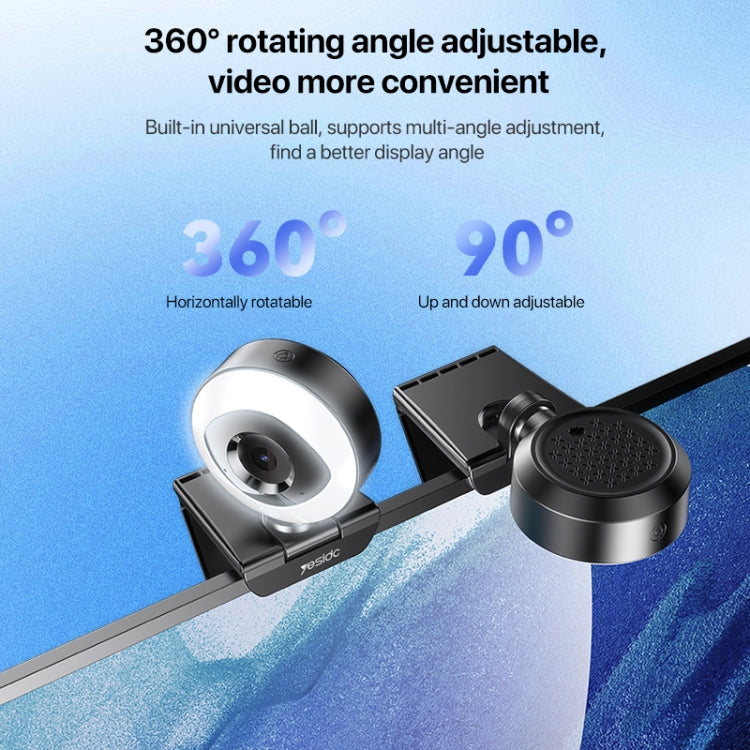 Yesido KM20 2K Zoom 4.0MP HD USB Webcam, lunghezza cavo 1.5m con luce di riempimento, KM20