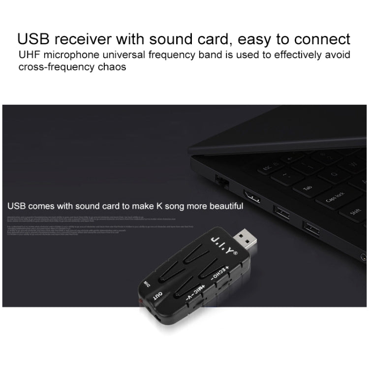 JIY K Song Wireless Microphones for TV PC with USB Receiver Sound Card, Black