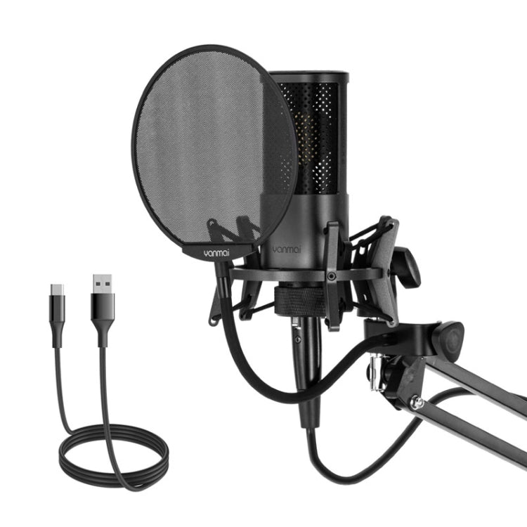 Yanmai X2 Active Noise Reduction Cardioid Pointing Capacitive Recording Microphone Set with Blowout Net & Cantilever Bracket & 1.7m 3.5mm Interface Cable, X2