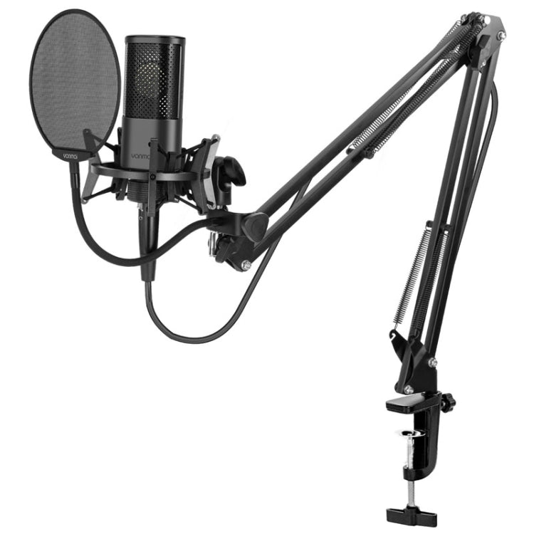 Yanmai X2 Active Noise Reduction Cardioid Pointing Capacitive Recording Microphone Set with Blowout Net & Cantilever Bracket & 1.7m 3.5mm Interface Cable, X2