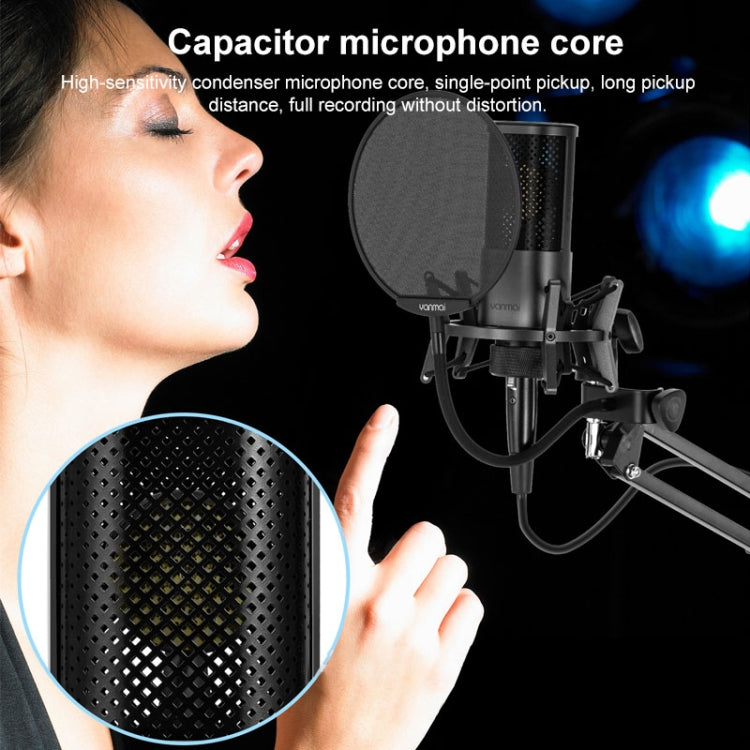 Yanmai X2 Active Noise Reduction Cardioid Pointing Capacitive Recording Microphone Set with Blowout Net & Cantilever Bracket & 1.7m 3.5mm Interface Cable, X2