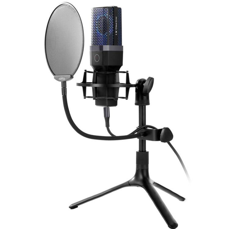 Yanmai X1 4 in 1 Foldable & Liftable Professional Desktop Live Broadcast Cardioid Pointing Recording Condenser Microphone with Shock Mount & Shockproof Net & 1.8m USB-C/Type-C Cable, X1