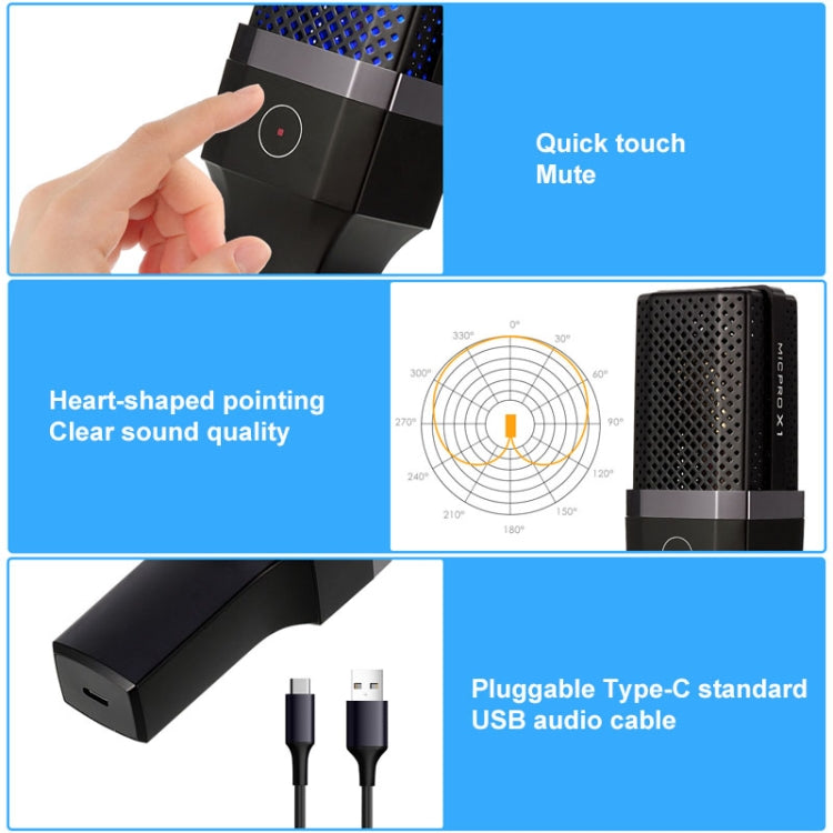 Microfono a condensatore Yanmai X1 con supporto e cavo USB-C