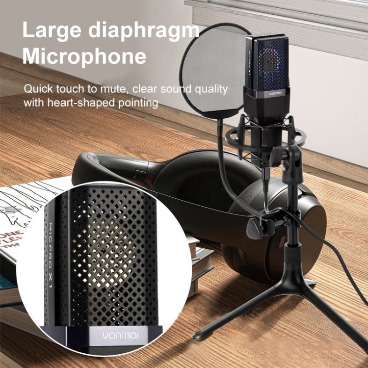 Microfono a condensatore Yanmai X1 con supporto e cavo USB-C