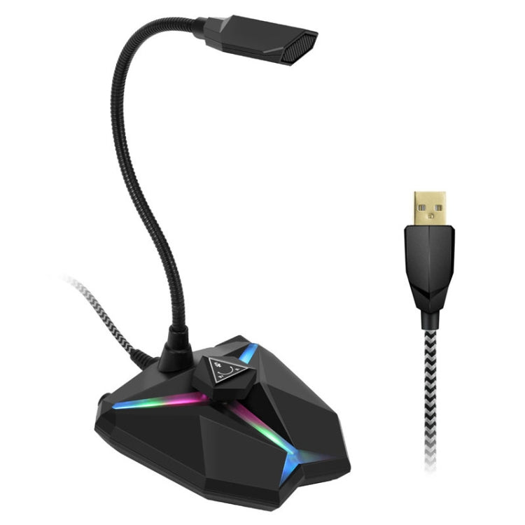 Microfono da gioco capacitivo omnidirezionale ad angolo regolabile Yanmai G35 con illuminazione colorata RGB e cavo USB collegabile, lunghezza cavo: 1,35 m, G35