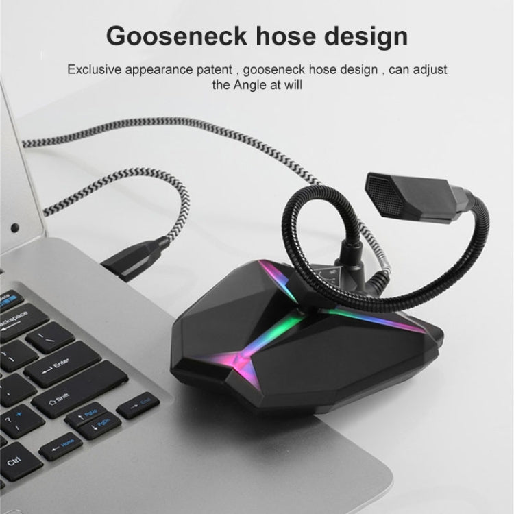 Microfono da gioco capacitivo omnidirezionale ad angolo regolabile Yanmai G35 con illuminazione colorata RGB e cavo USB collegabile, lunghezza cavo: 1,35 m, G35