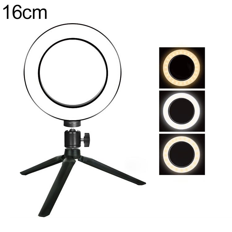 Anello luce selfie LED 16 cm con treppiede da tavolo