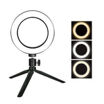 Anello luce selfie LED 16 cm con treppiede da tavolo