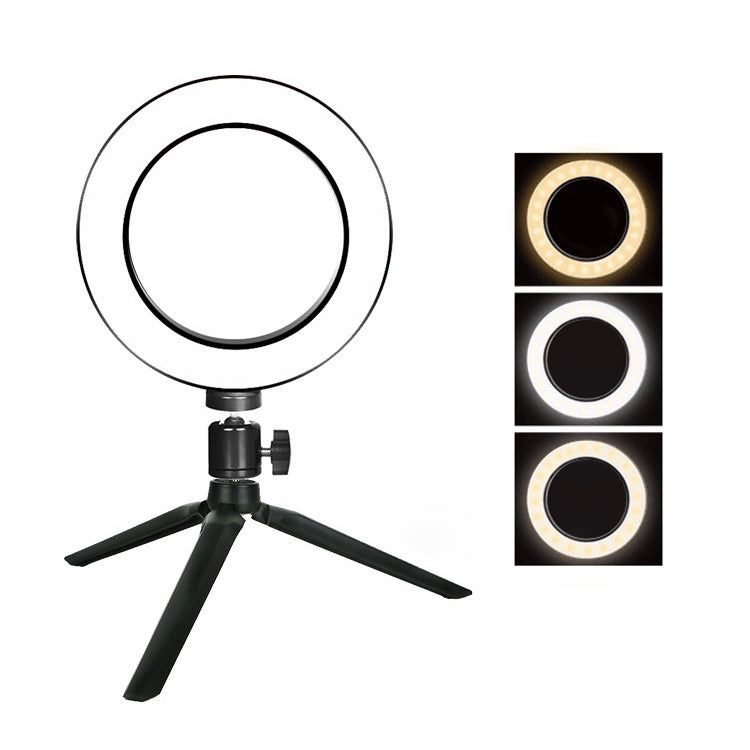 Anello luce selfie LED 16 cm con treppiede da tavolo