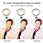 Anello luce selfie LED 16 cm con treppiede da tavolo